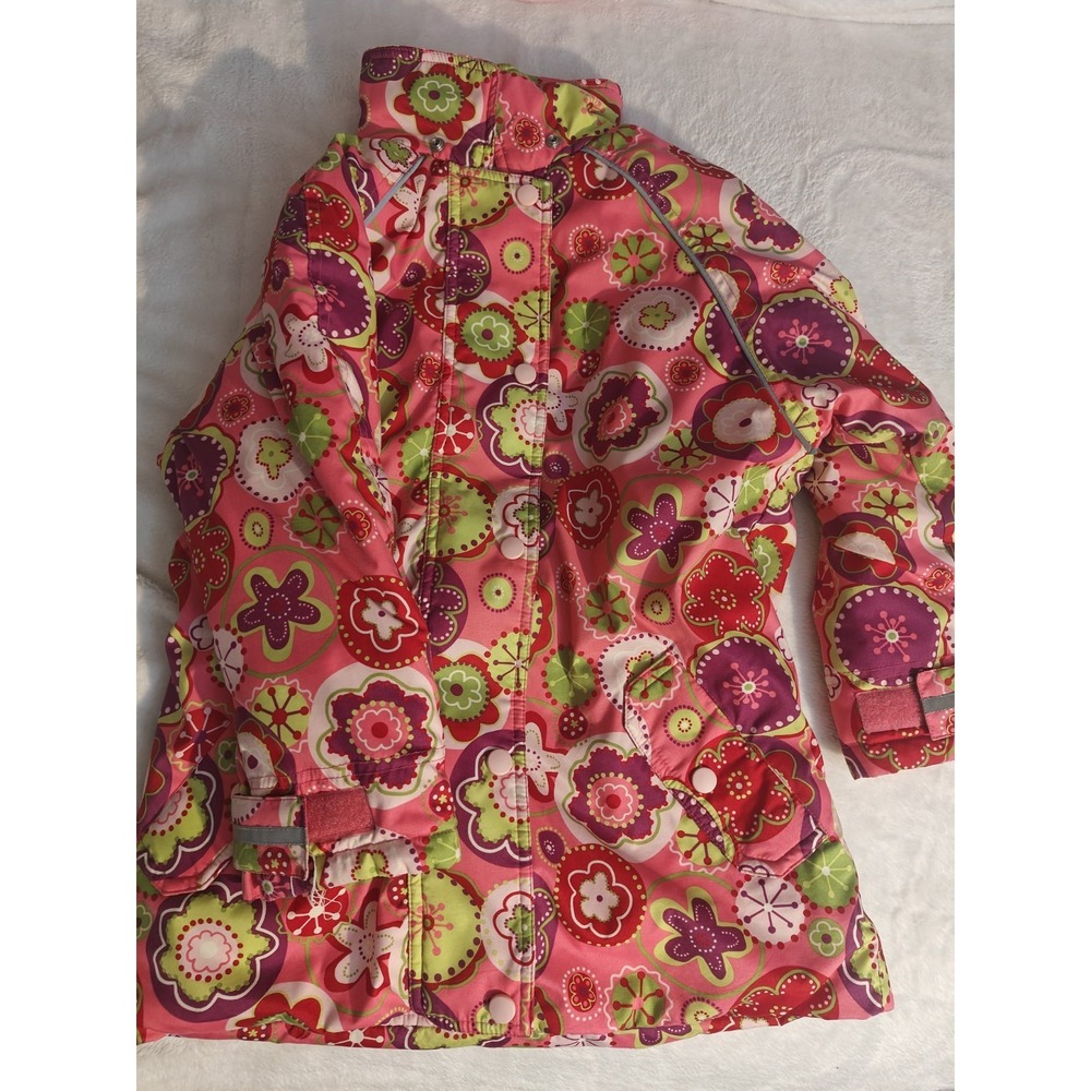 Hanna Andersson Pink‎ Floral Winter Jacket Sz 120 US 6-7 Water Resistant Coat